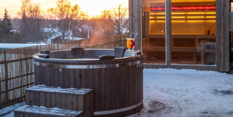 Ferienhaus mit Außen-Whirlpool und Sauna